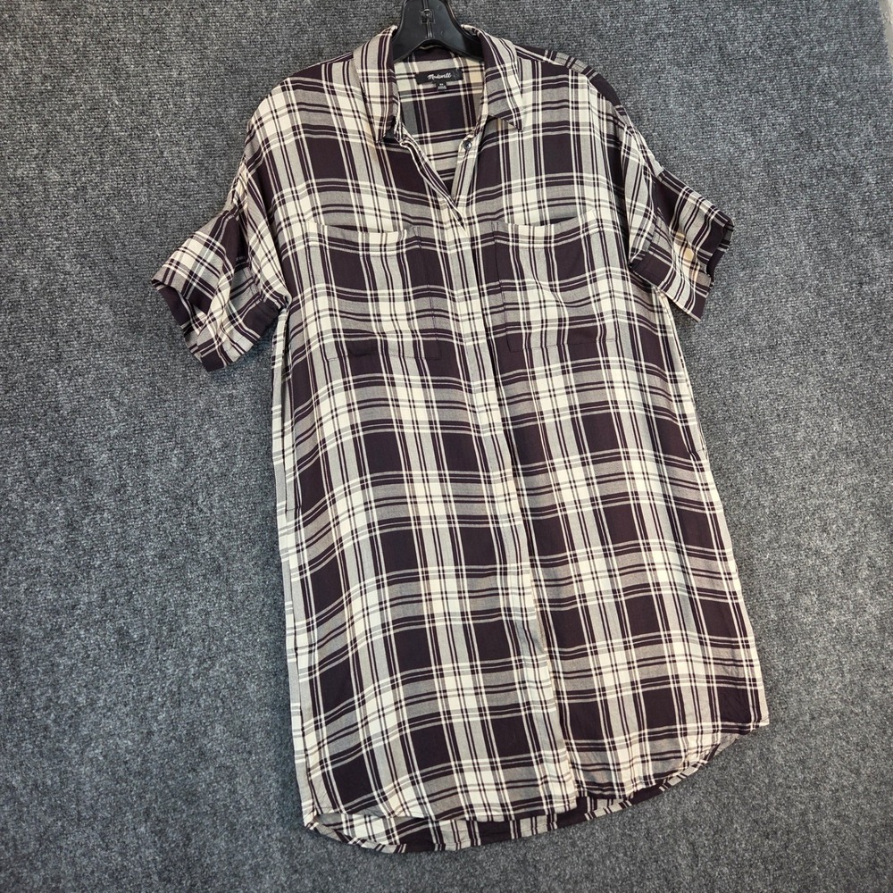 Madewell Plaid Shirt Dress Women's XS Relaxed Fit Casual Summer Mini Pockets - Picture 5 of 13